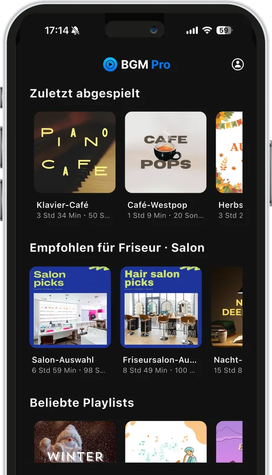 BGM-Playlists für Geschäfte