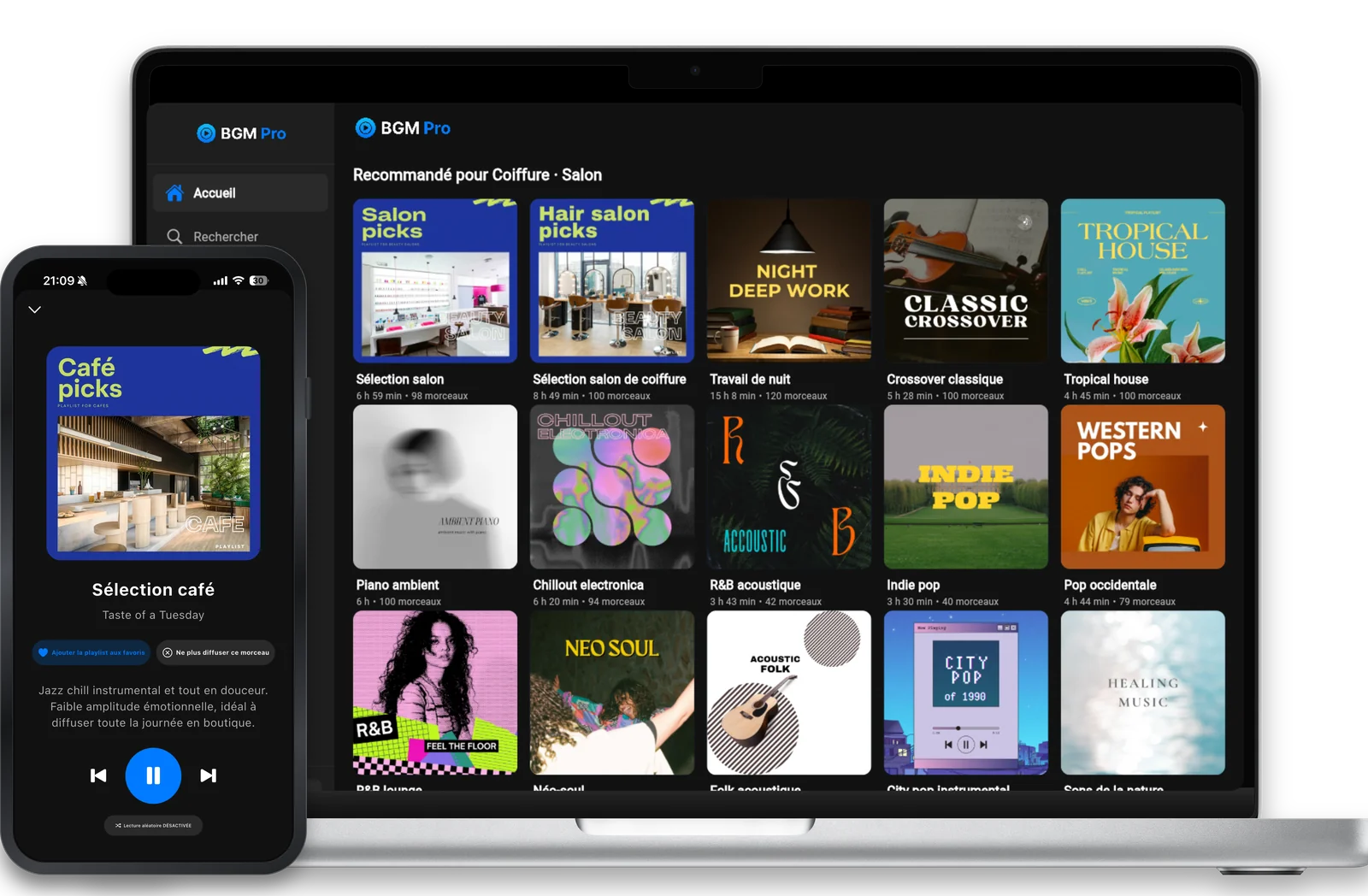 Image de l'écran du lecteur de l'application BGM Pro