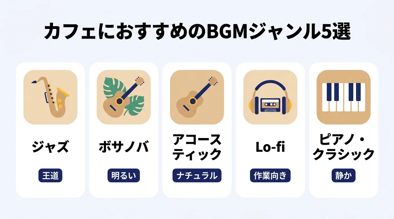 カフェにおすすめのBGMジャンル5選と合う雰囲気の早見表