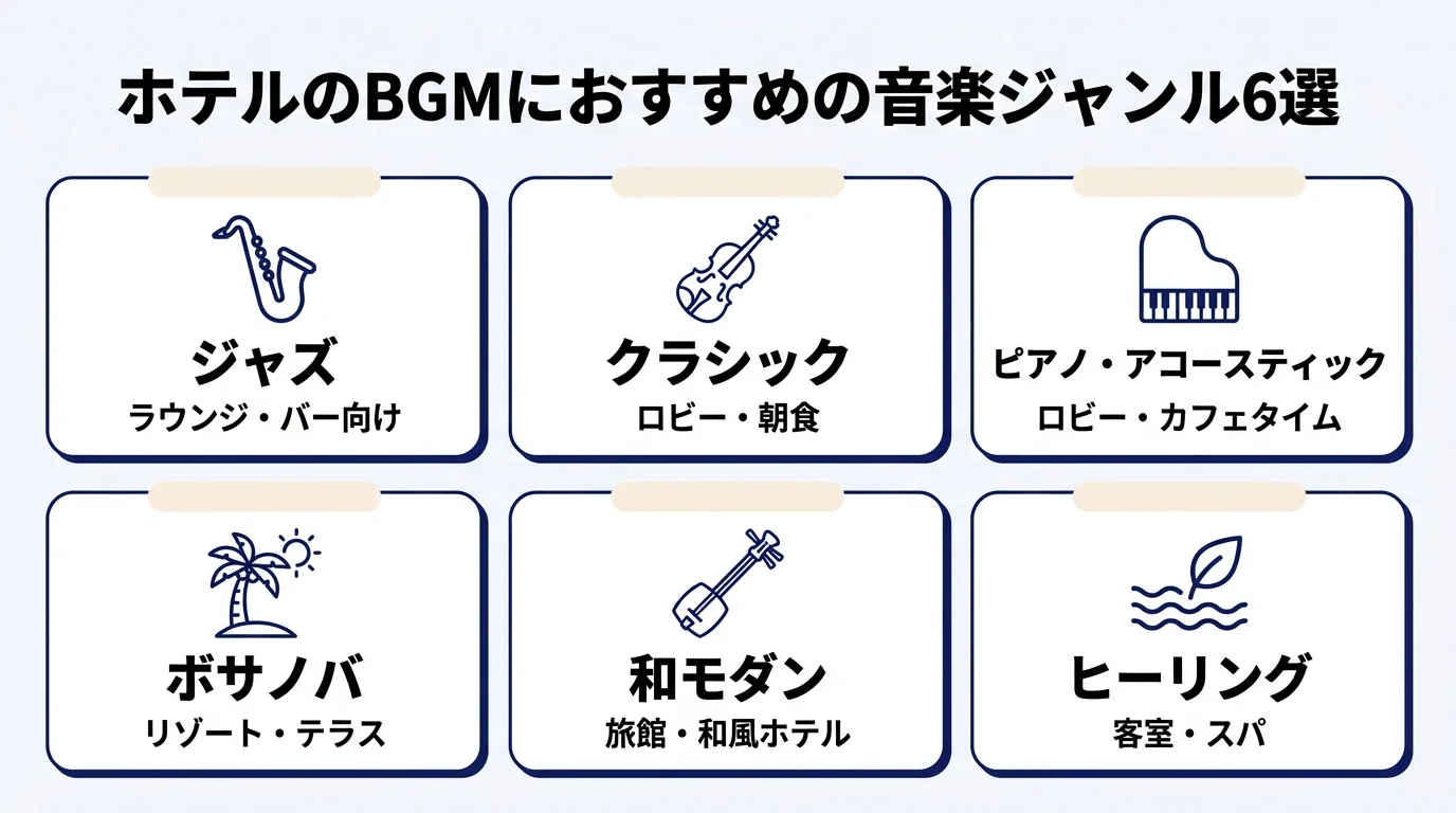 ホテルのBGMにおすすめの音楽ジャンル