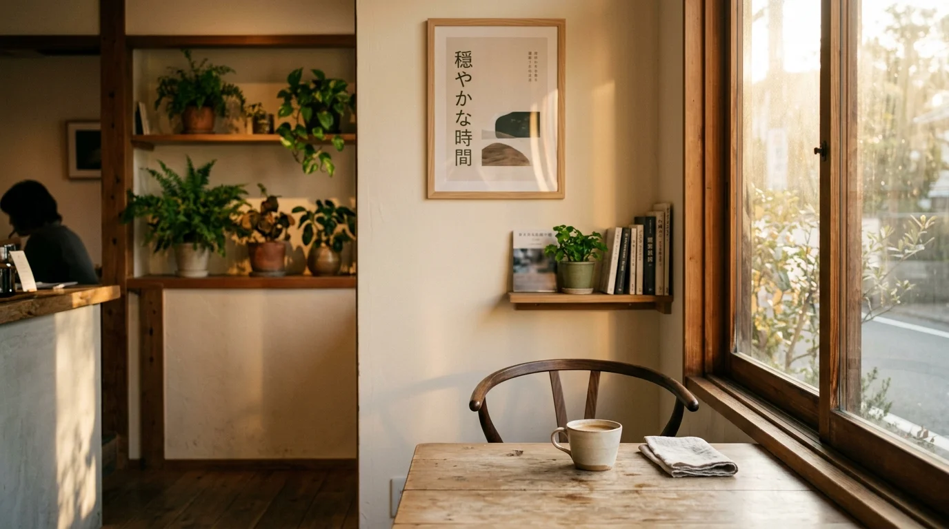 心地よいBGMが流れる落ち着いたカフェ店内のイメージ